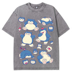 Snorlax Multi Pose Cute Cartoon Tee | Pokemon Anime