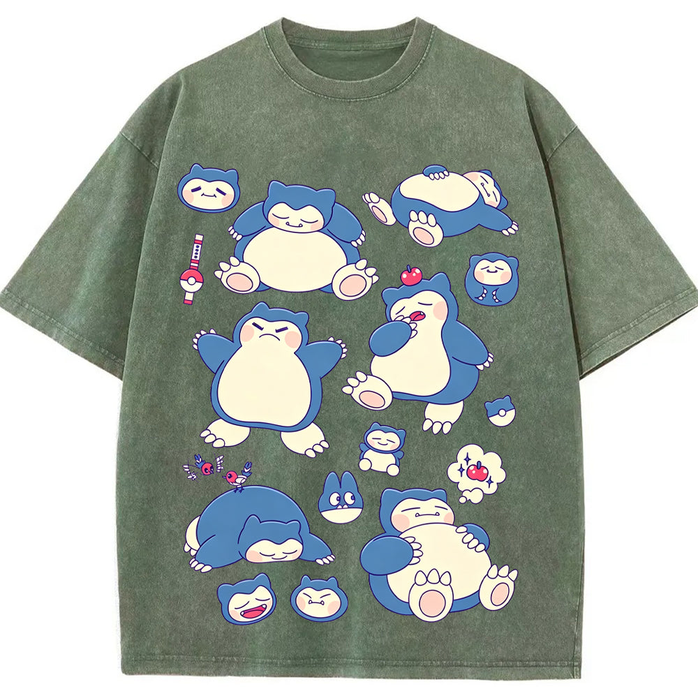 Snorlax Multi Pose Cute Cartoon Tee | Pokemon Anime