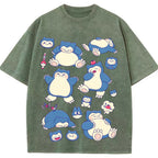 Snorlax Multi Pose Cute Cartoon Tee | Pokemon Anime