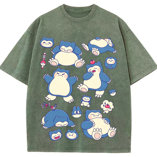 Snorlax Multi Pose Cute Cartoon Tee | Pokemon Anime