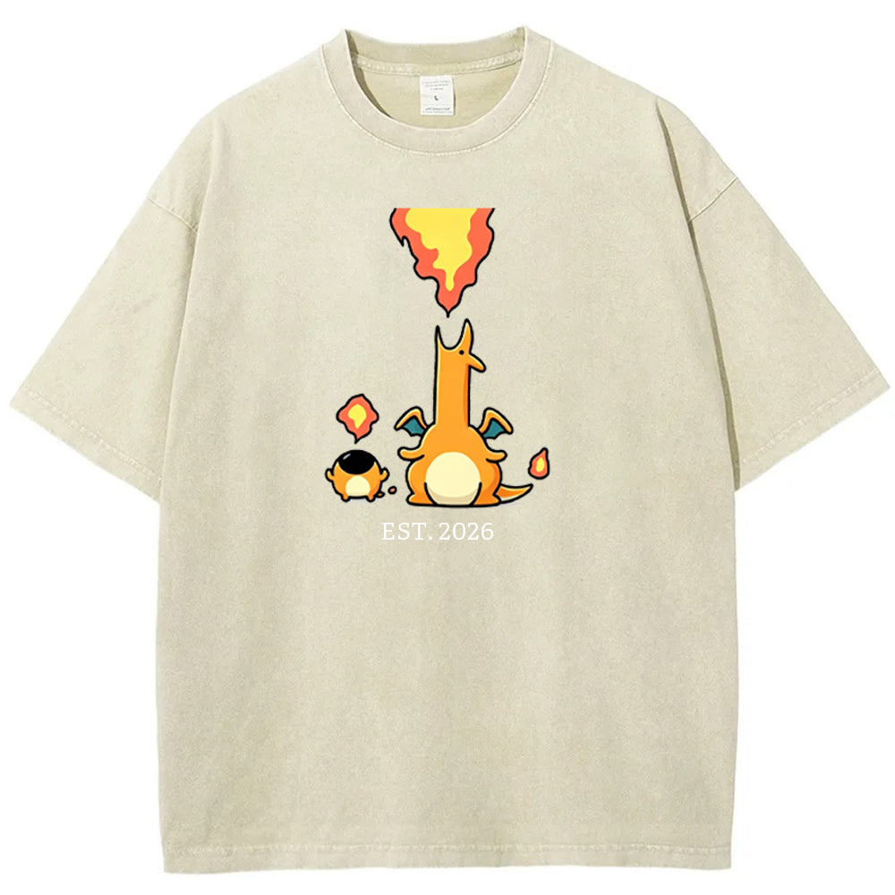 Cute Parent & Kid Charizard Vintage Washed T-Shirt