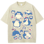Snorlax Multi Pose Cute Cartoon Tee | Pokemon Anime