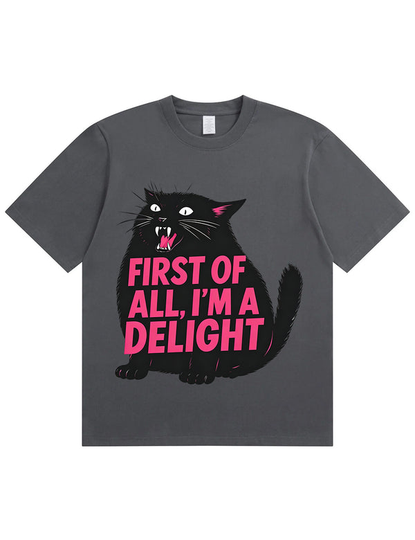 Funny Sarcastic Cat Oversized Casual Tee