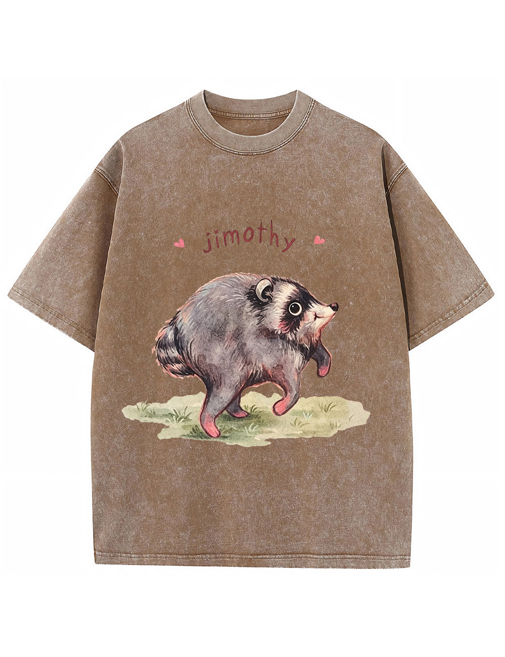 Vintage Washed Custom Name Raccoon Graphic T‑Shirt