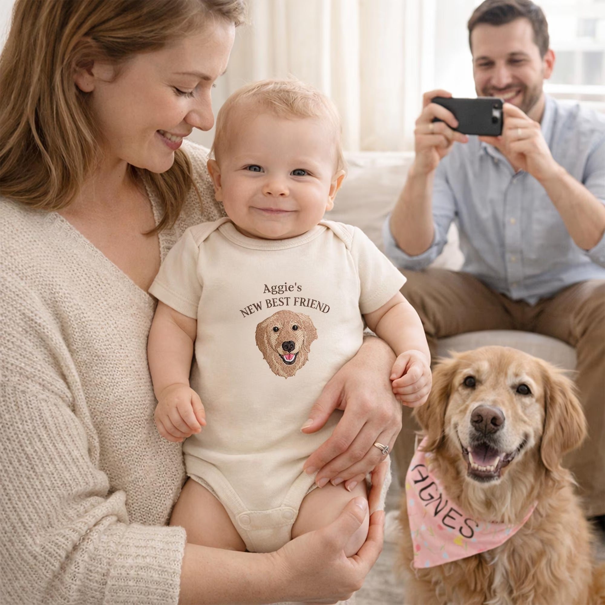 Custom Embroidered Pet Portrait Baby Bodysuit Secondary image