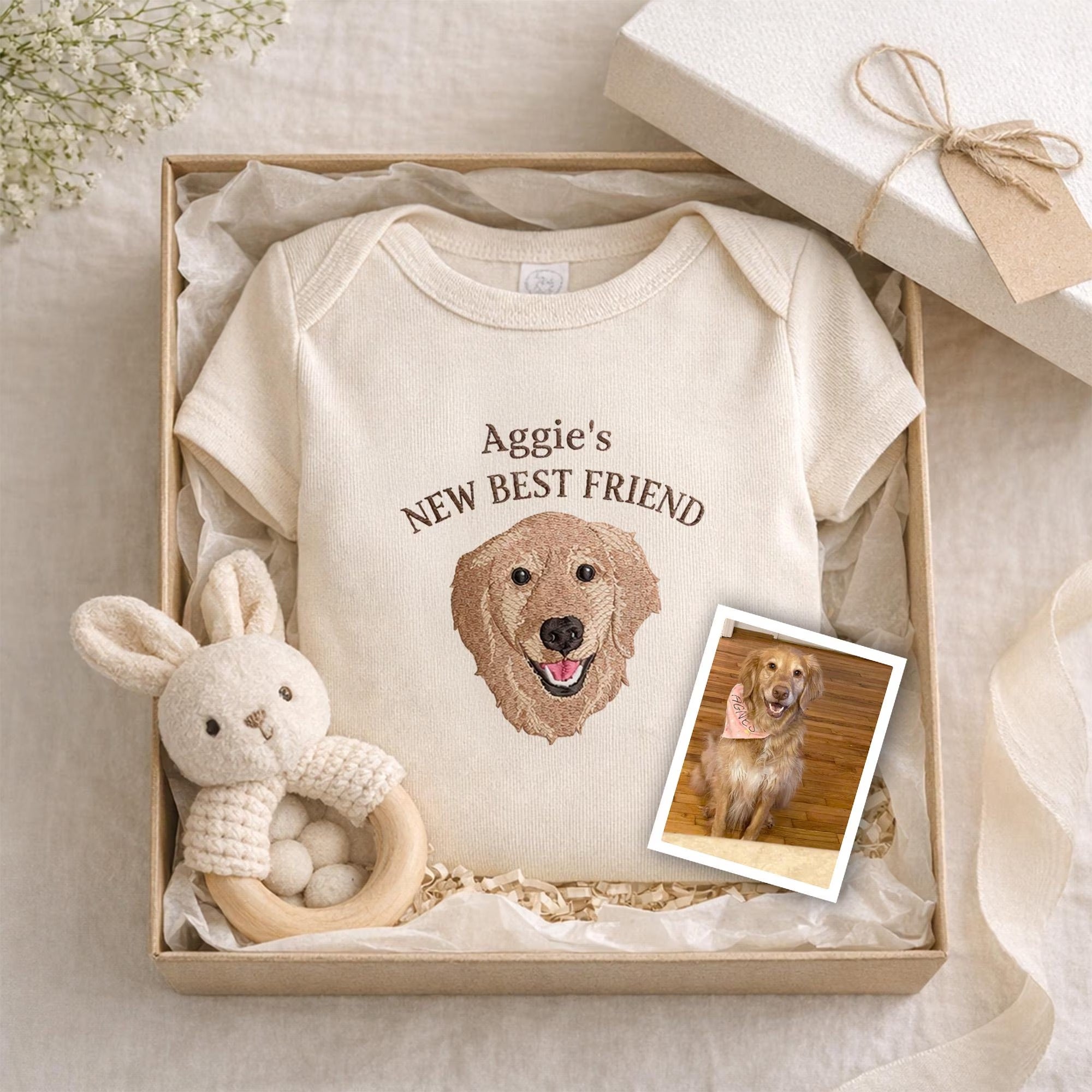 Custom Embroidered Pet Portrait Baby Bodysuit Main image