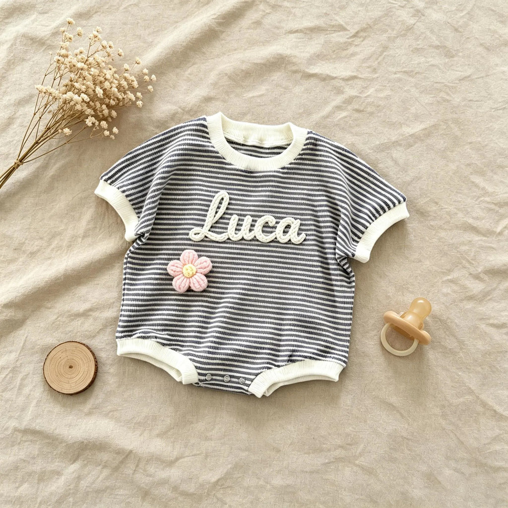 Baby Tshirt Romper, Embroidered Name Shirt and Shorts