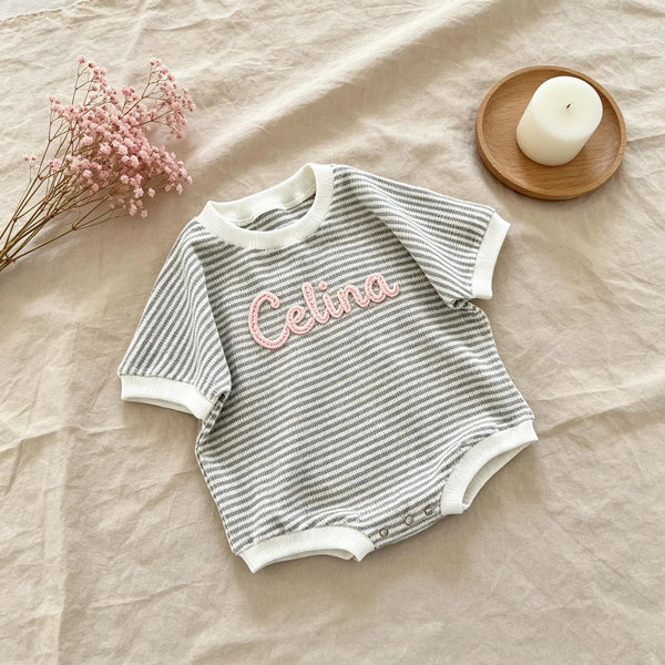 Baby Tshirt Romper, Embroidered Name Shirt and Shorts