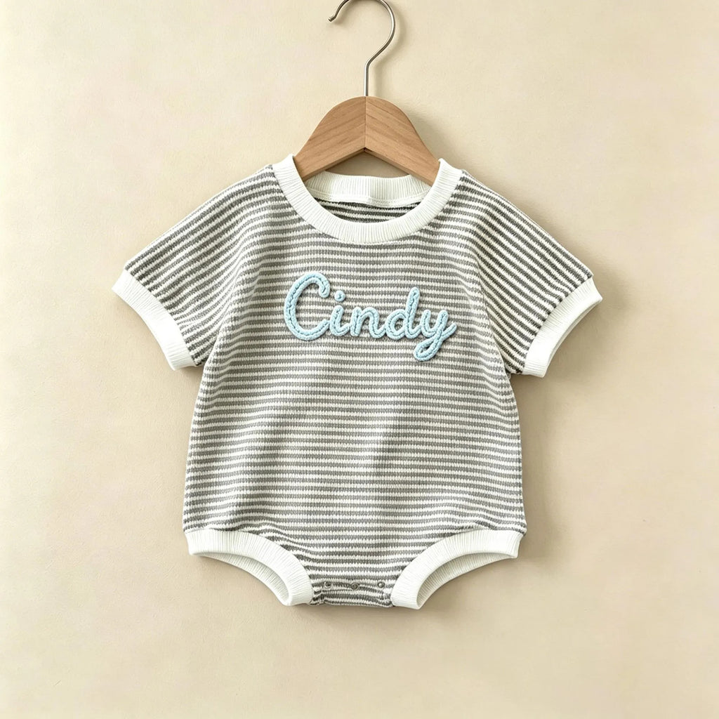 Baby Tshirt Romper, Embroidered Name Shirt and Shorts