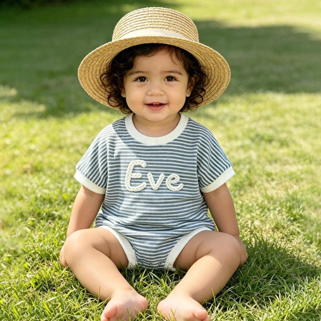 Baby Tshirt Romper, Embroidered Name Shirt and Shorts
