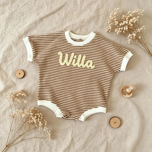 Baby Tshirt Romper, Embroidered Name Shirt and Shorts