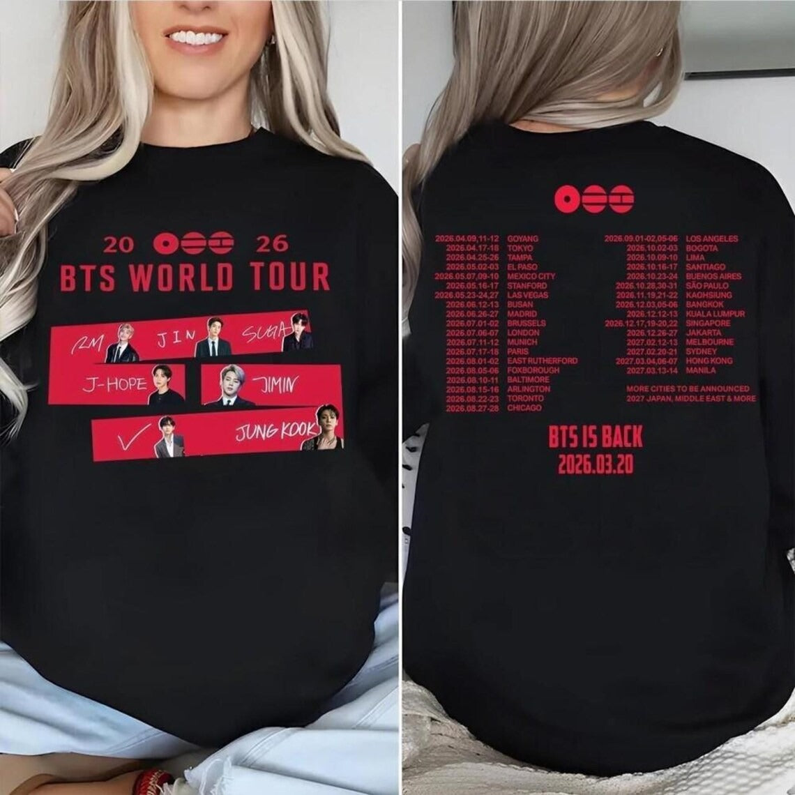Comfort Colors Boy Band BTS Kpop T-Shirt, Retro BTS World Tour 2026 Merch Gifts Main image