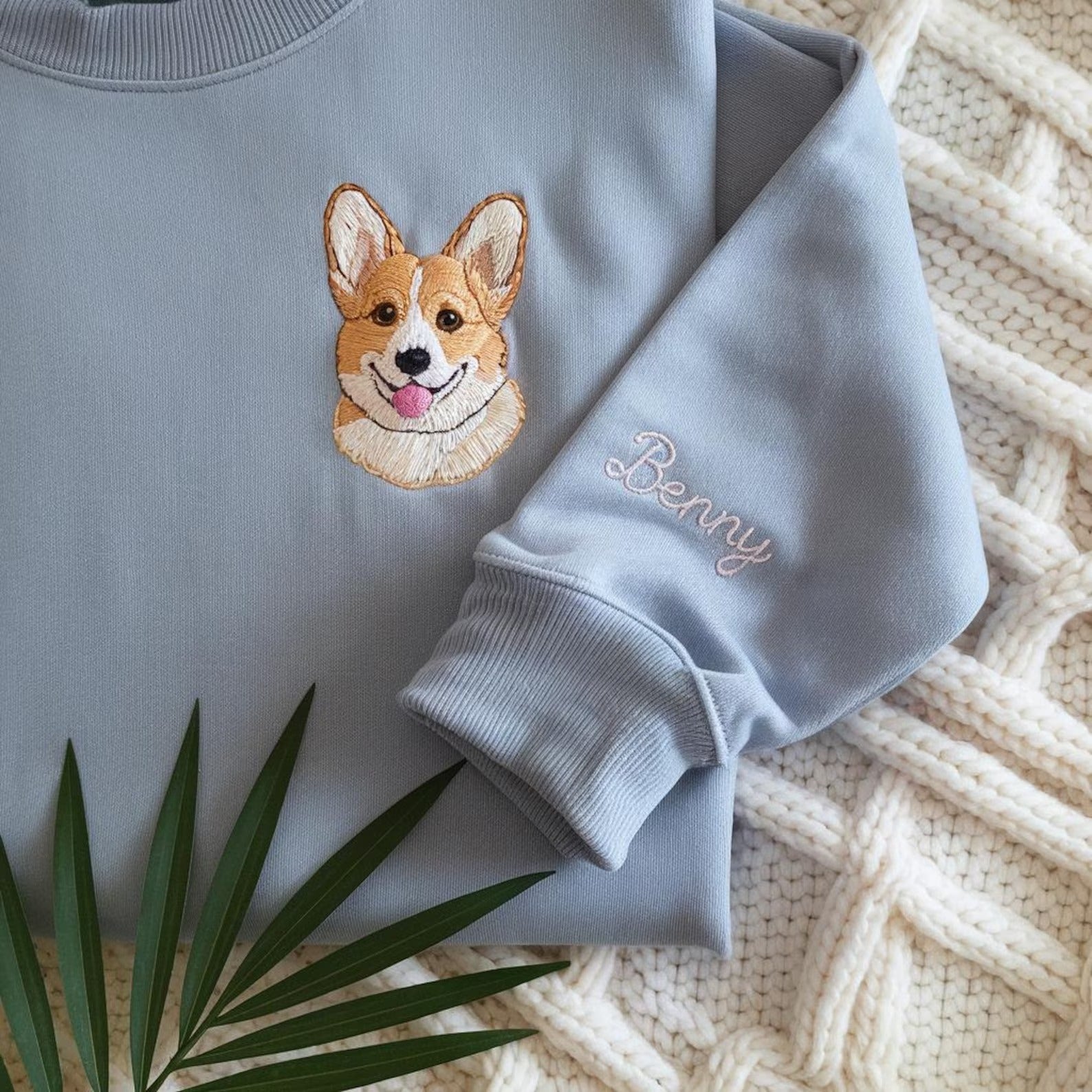 Custom Dog Face 2 Embroidered Sweatshirt-Gift For Custom Main image