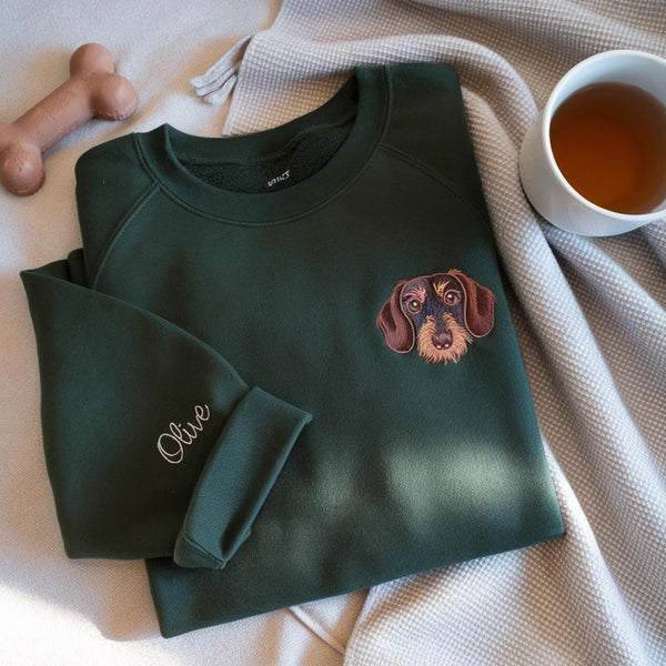 Custom Dog Face 2 Embroidered Sweatshirt-Gift For Custom