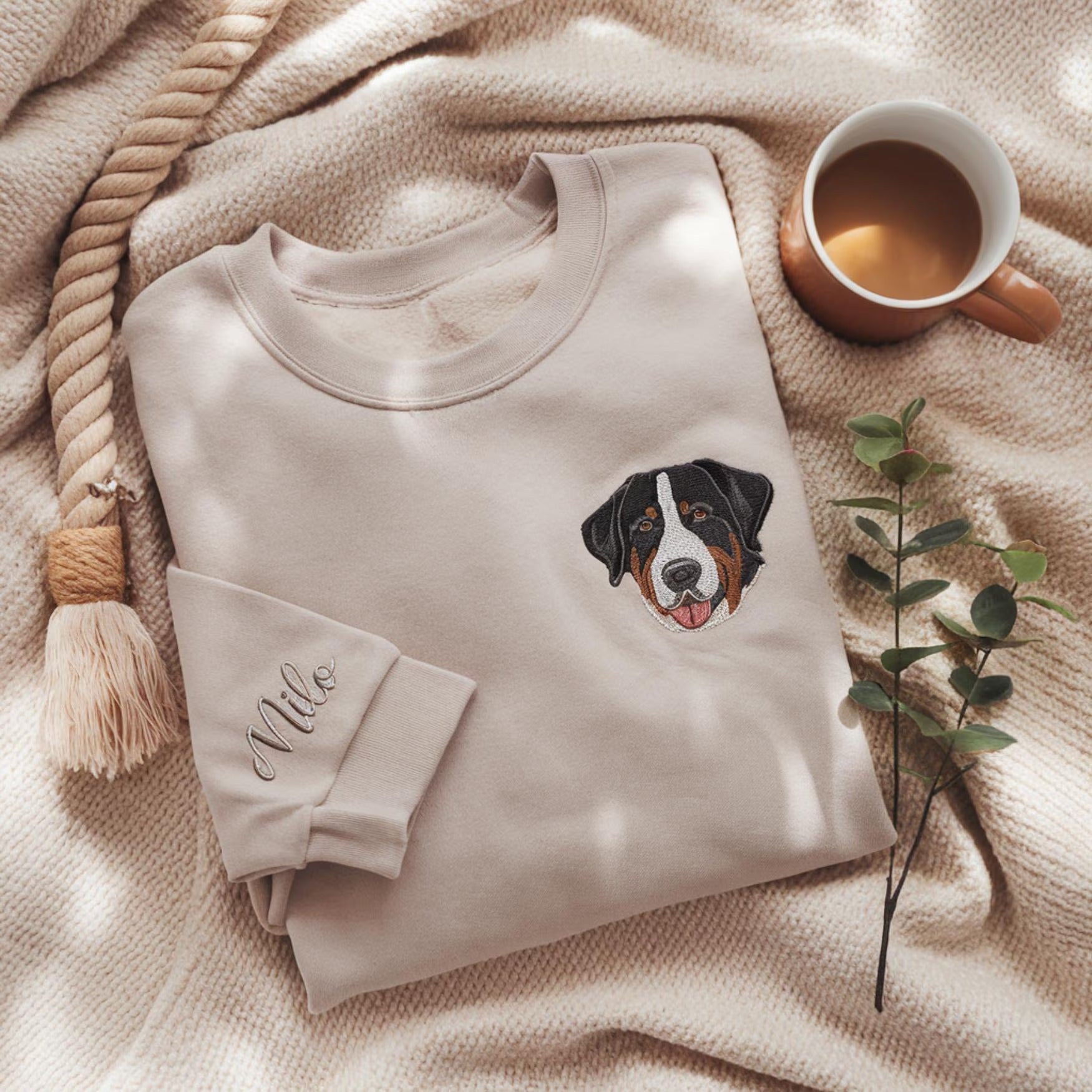 Custom Dog Face 2 Embroidered Sweatshirt-Gift For Custom