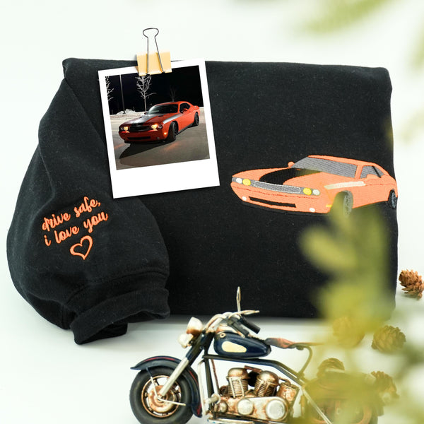 Custom Embroidered Car V2 Sweatshirt-Gift For Custom