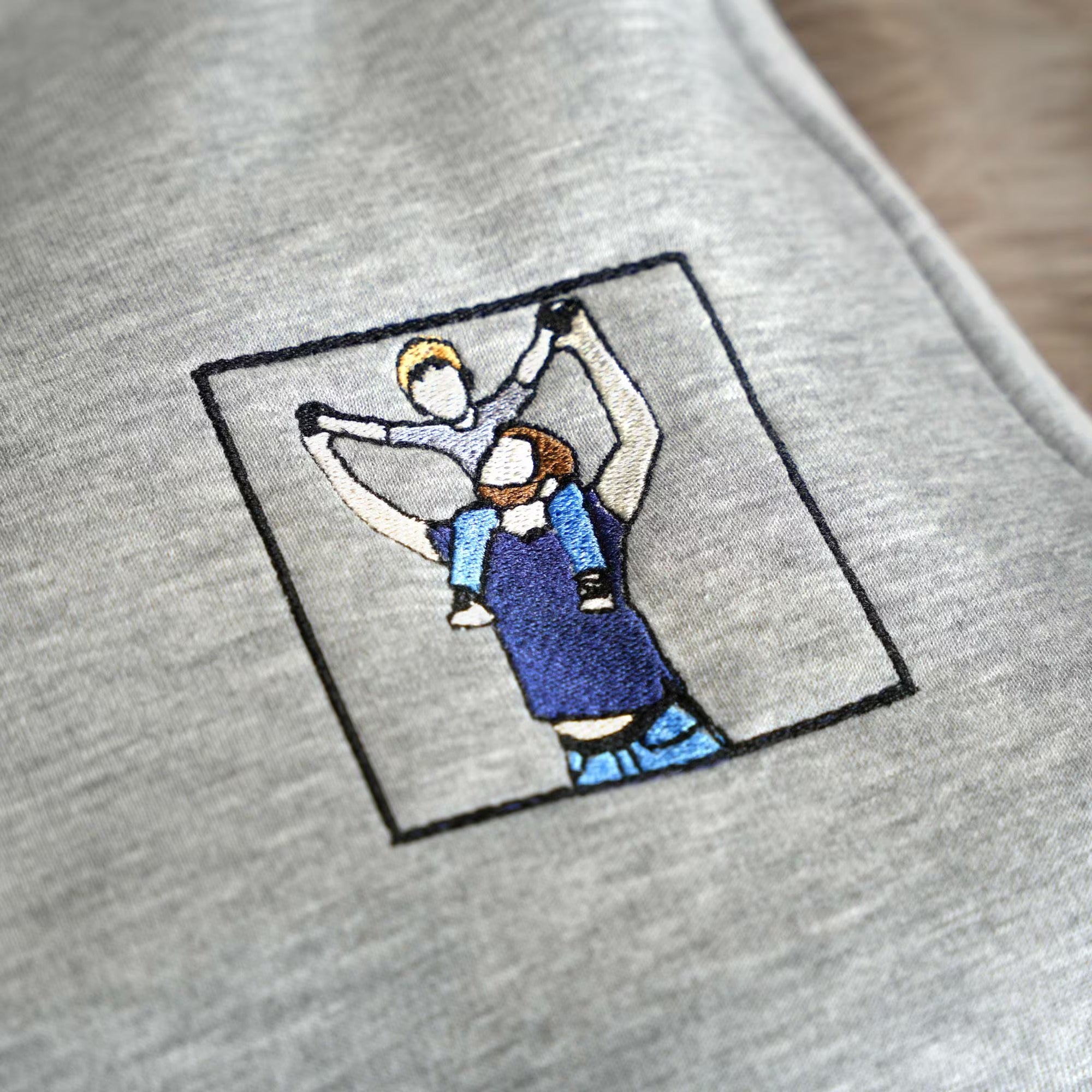 Personalized Photo Embroidery Hoodie – Custom Dad & Kid Portrait Sweatshirt Main image