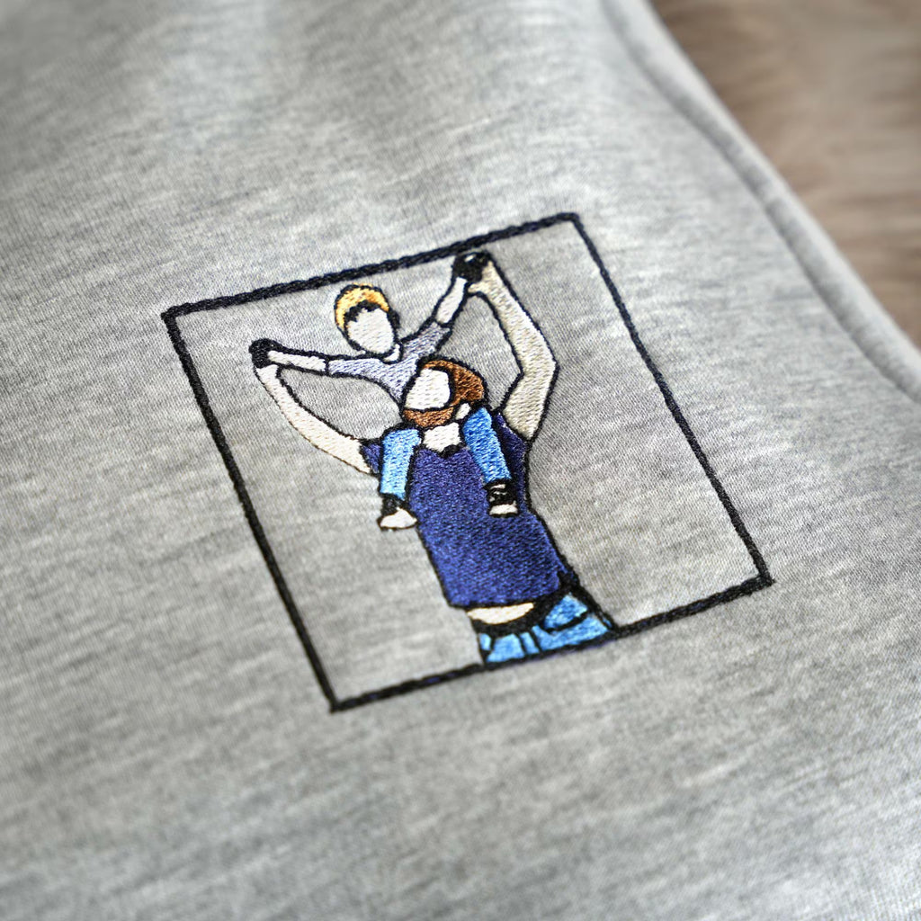 Personalized Photo Embroidery Hoodie – Custom Dad & Kid Portrait Sweatshirt