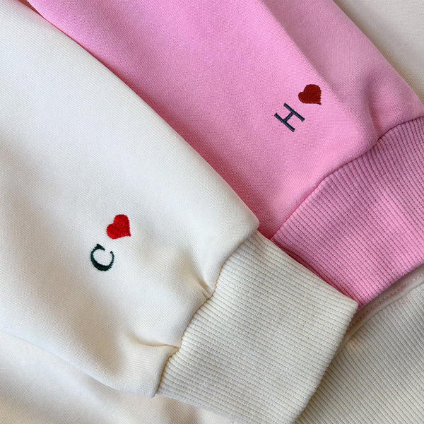 Personalized Couple Initial Heart Embroidered Sweatshirts-Gift For Custom