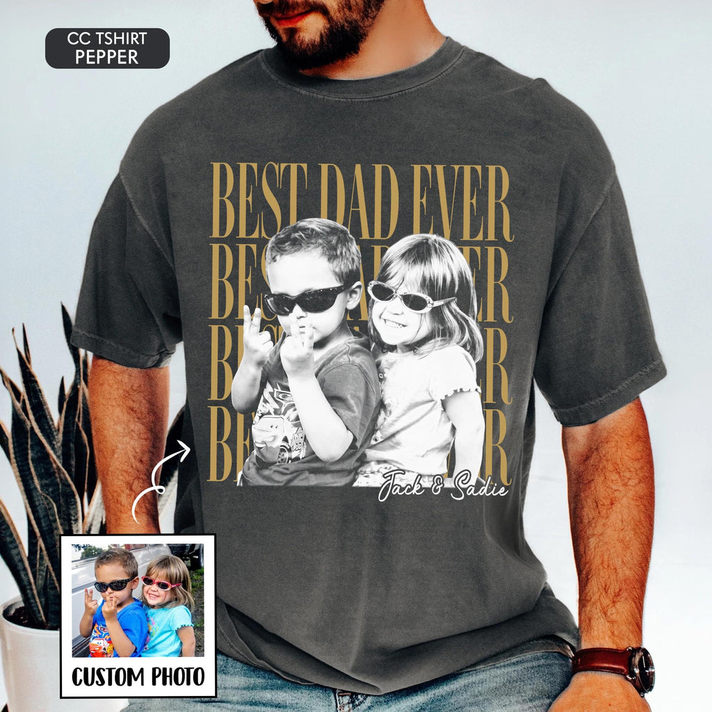Custom Dad Vintage Photo Shirt: Personalized Fathers Day Shirt With Kids Photo