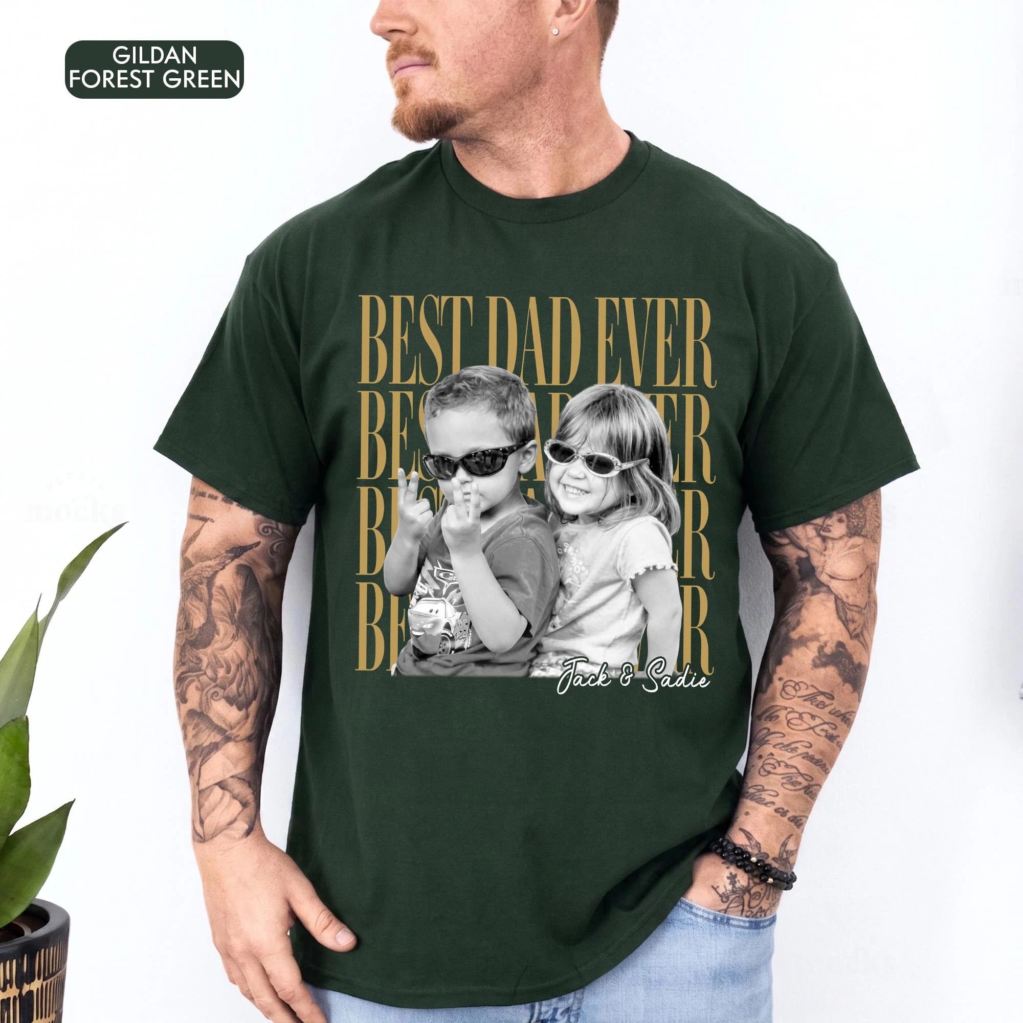 Custom Dad Vintage Photo Shirt: Personalized Fathers Day Shirt With Kids Photo