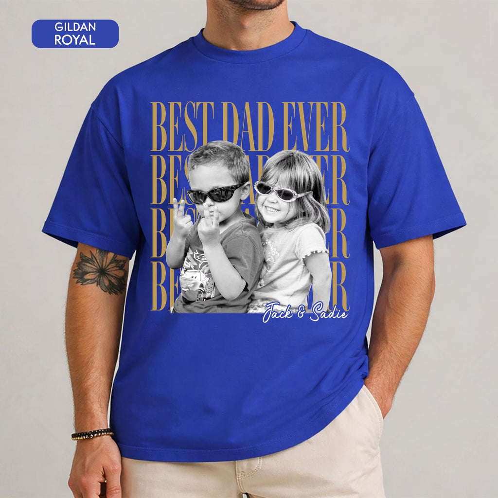 Custom Dad Vintage Photo Shirt: Personalized Fathers Day Shirt With Kids Photo