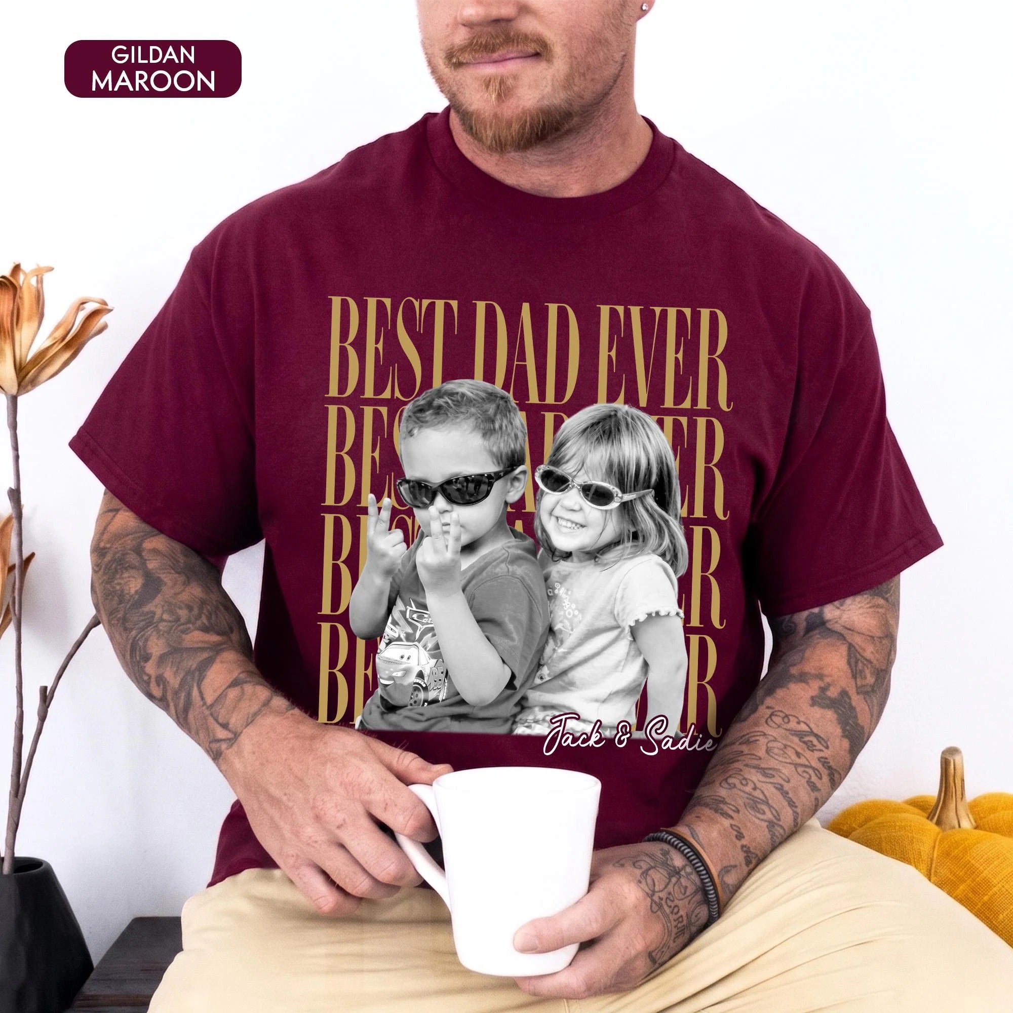 Custom Dad Vintage Photo Shirt: Personalized Fathers Day Shirt With Kids Photo
