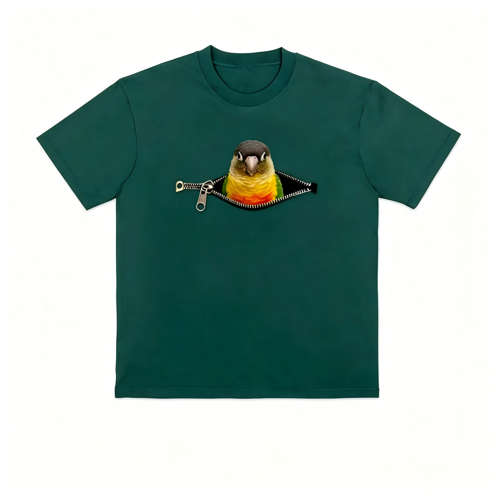 Custom Pet Bird Peekaboo Zipper T-Shirt – Upload Your pet bird Photo