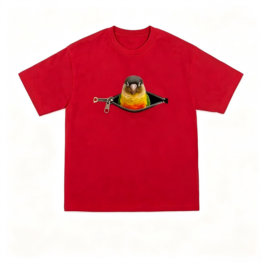 Custom Pet Bird Peekaboo Zipper T-Shirt – Upload Your pet bird Photo