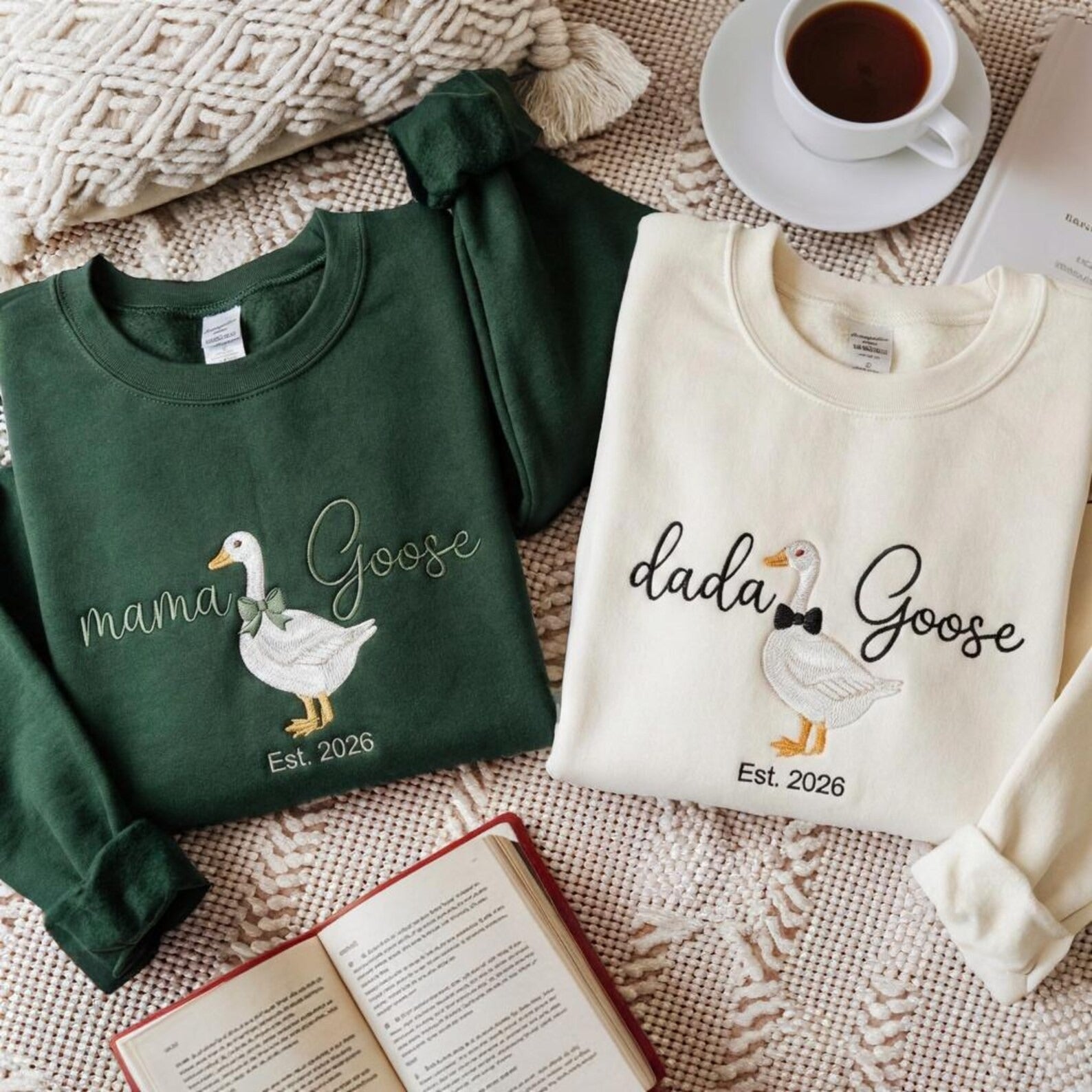 Embroidered Goose Mom and Dad Sweatshirt Secondary image