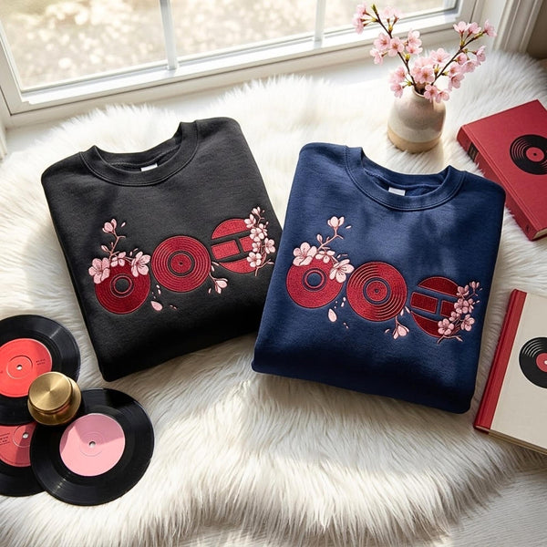 Embroidered Arirang BTS Logo Sweatshirt, Floral Kpop Merch Shirt