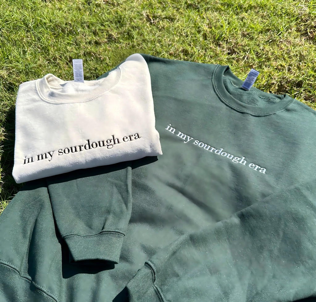 Embroidered Text Crewneck, in my sourdough era, Mothers Day Gift