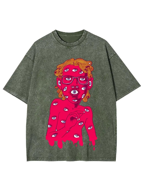 Eye-Covered Surreal Enigma Washed Tee