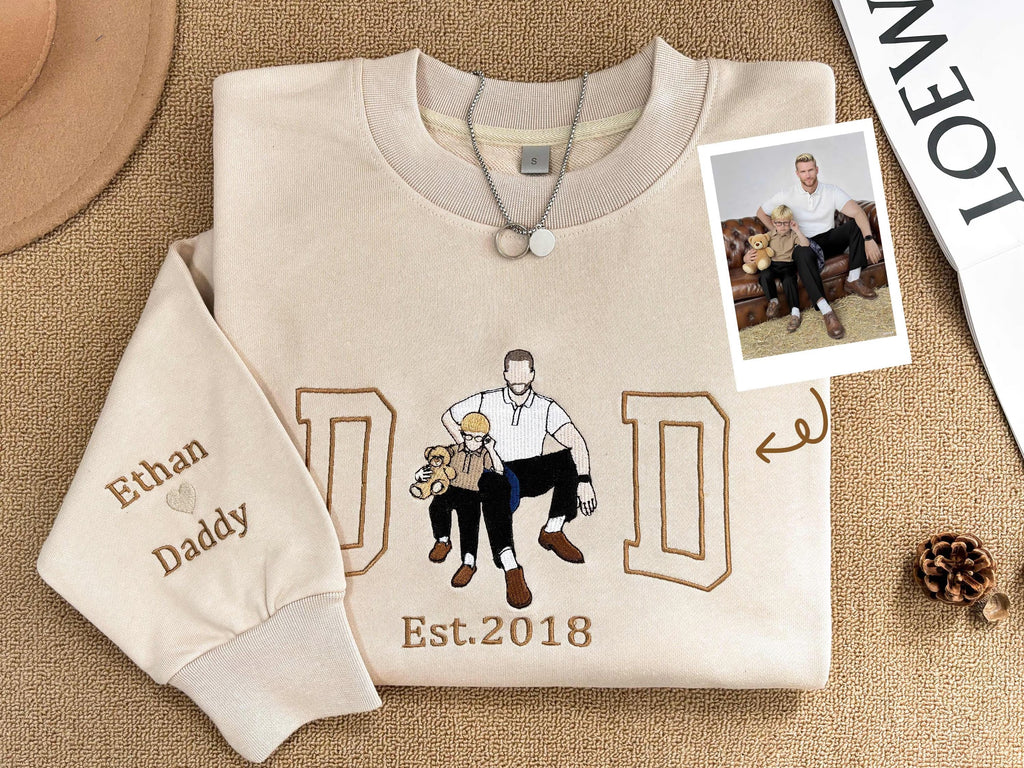 Fathers Day Embroidered Photo Portrait Sweatshirt