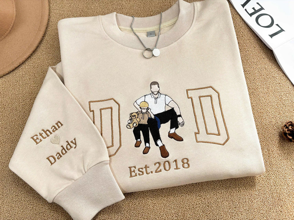 Fathers Day Embroidered Photo Portrait Sweatshirt