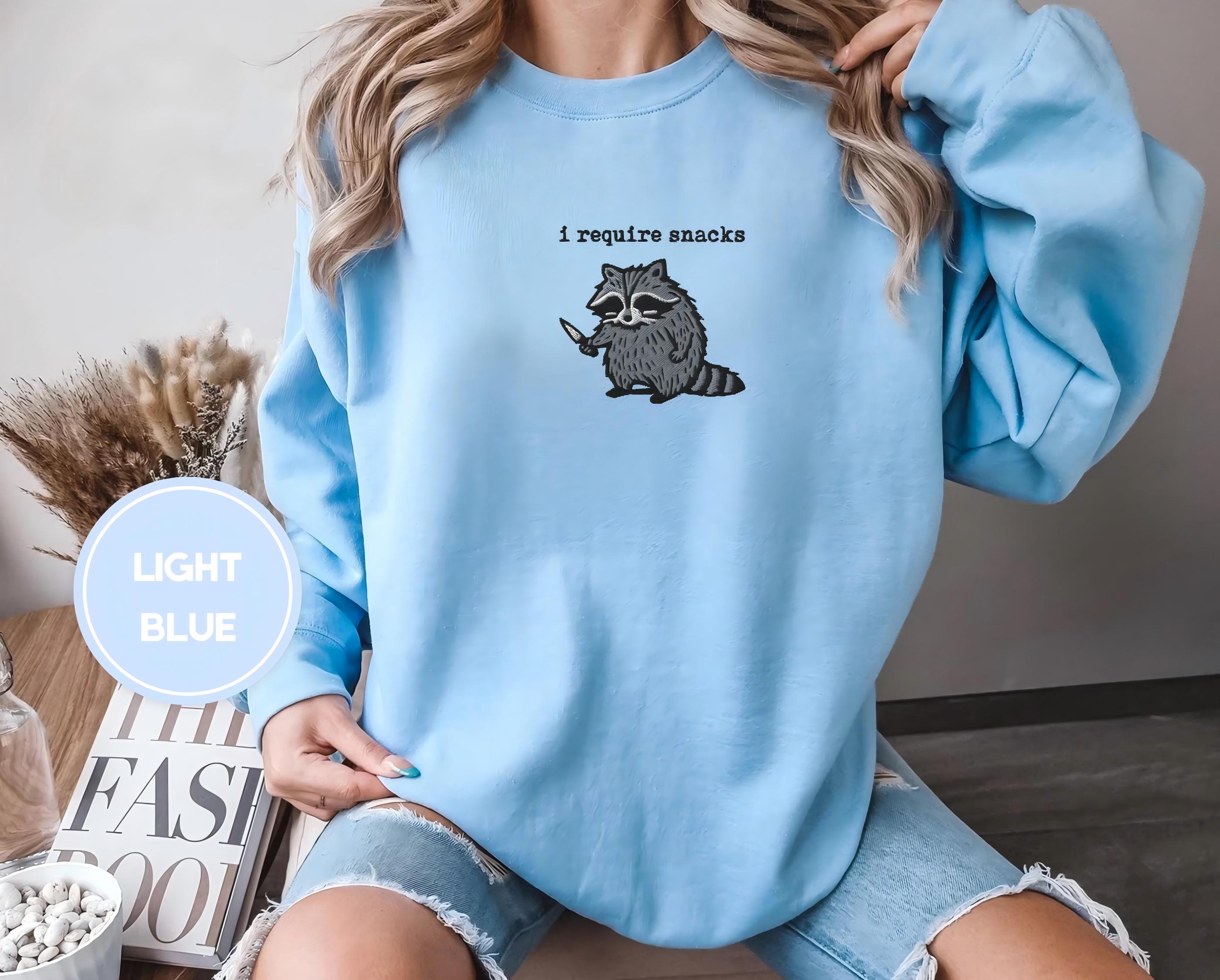 I require snacks sweatshirt, feral embroidered raccoon sweater Main image