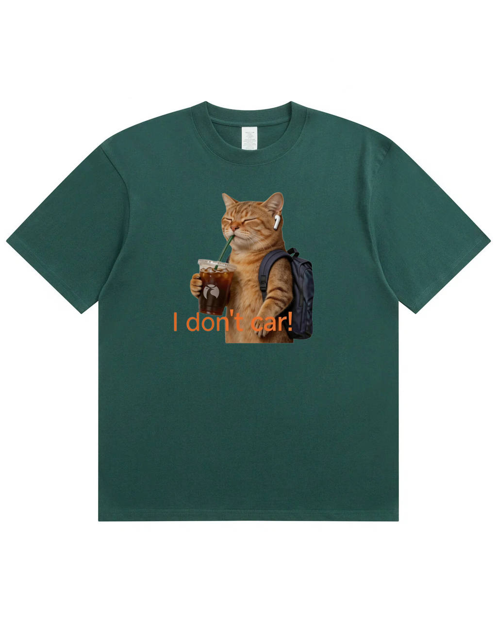 I Don’t Care Cat T-Shirt – Cute Coffee Cat Graphic Shirt, Funny Gift for Cat Lovers