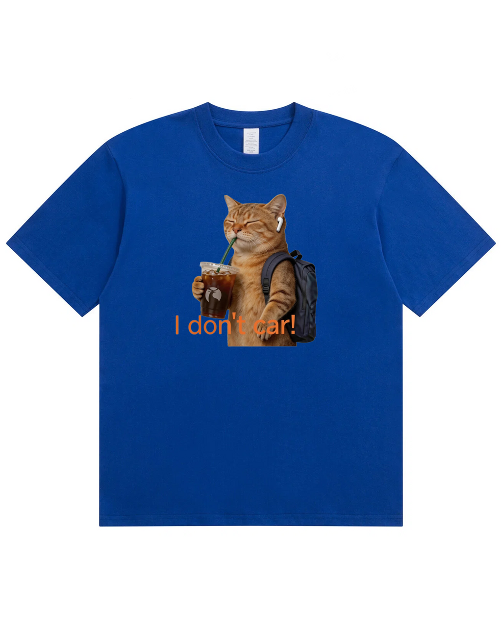 I Don’t Care Cat T-Shirt – Cute Coffee Cat Graphic Shirt, Funny Gift for Cat Lovers
