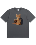 I Don’t Care Cat T-Shirt – Cute Coffee Cat Graphic Shirt, Funny Gift for Cat Lovers