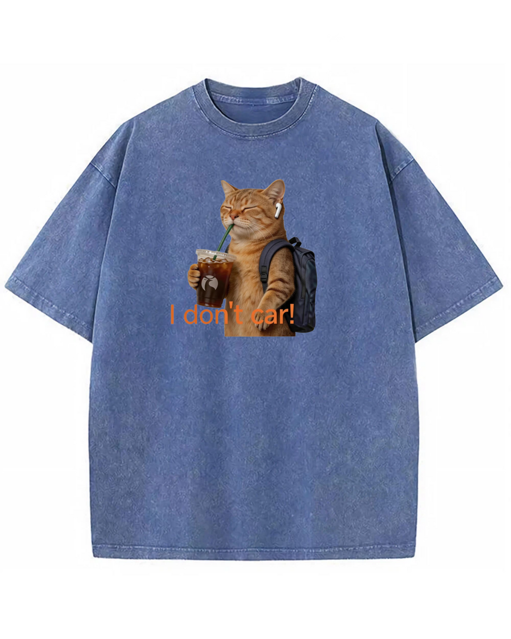I Don’t Care Cat T-Shirt – Cute Coffee Cat Graphic Shirt, Funny Gift for Cat Lovers