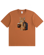 I Don’t Care Cat T-Shirt – Cute Coffee Cat Graphic Shirt, Funny Gift for Cat Lovers