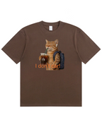 I Don’t Care Cat T-Shirt – Cute Coffee Cat Graphic Shirt, Funny Gift for Cat Lovers
