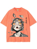 Multitude of Eyes Anime Girl Washed T-Shirt