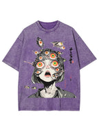 Multitude of Eyes Anime Girl Washed T-Shirt
