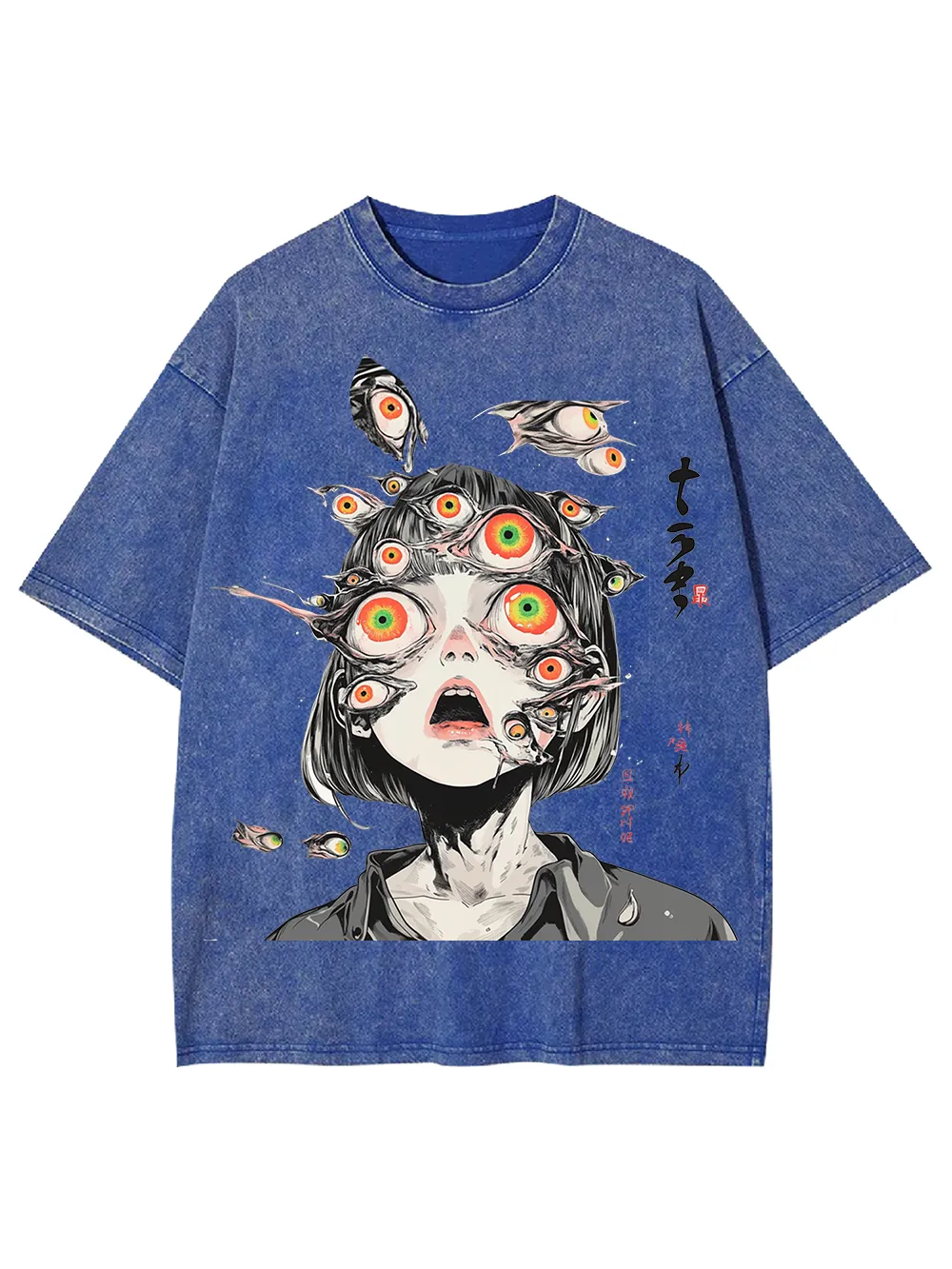 Multitude of Eyes Anime Girl Washed T-Shirt Main image