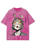 Multitude of Eyes Anime Girl Washed T-Shirt