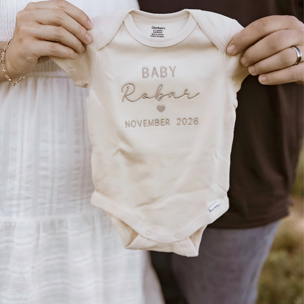 Personalized Baby Embroidered Custom Onesie,  pregnancy gift, Baby Coming Soon