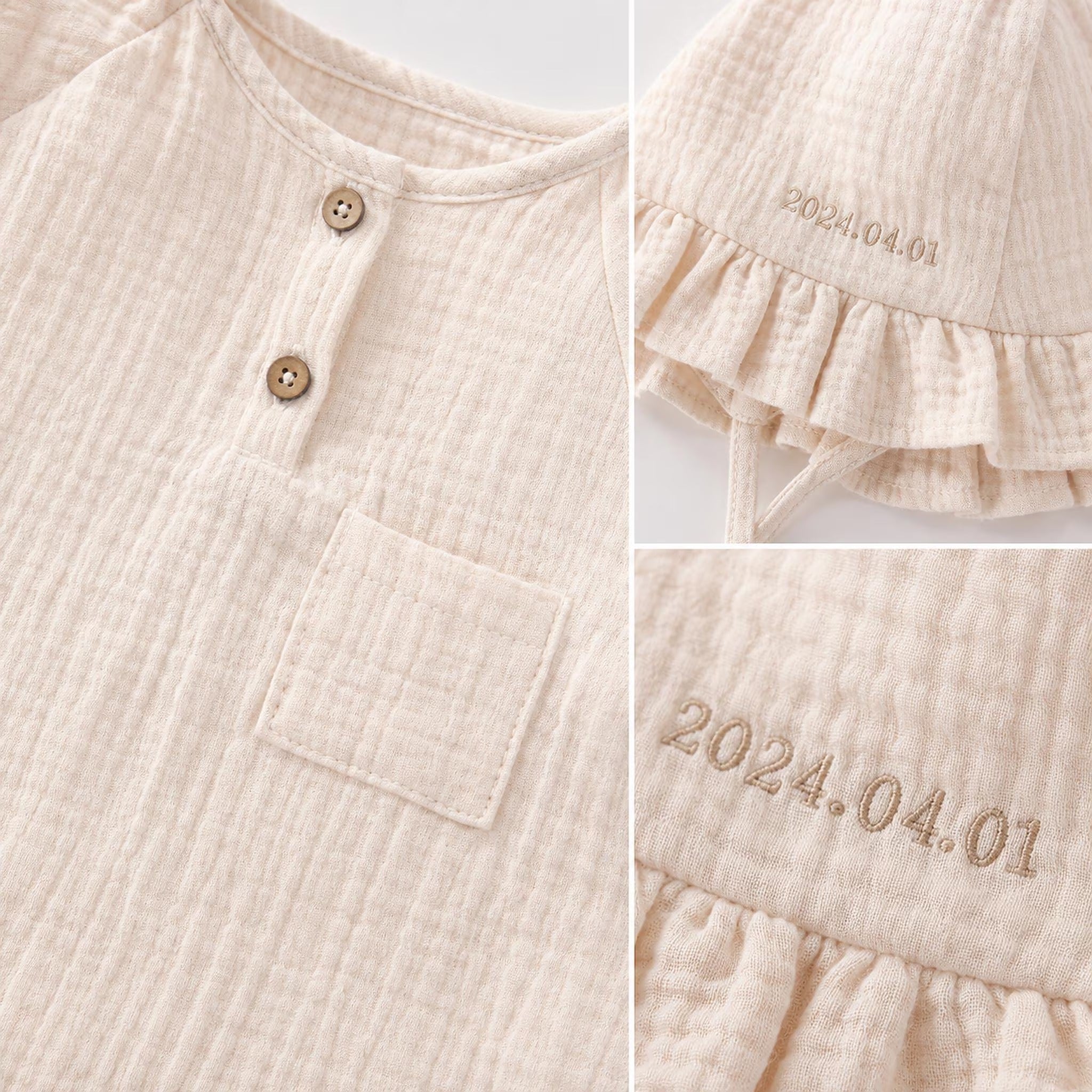 Personalized Baby Romper and Hat Set, Custom Name Embroidered Coming Home Outfit