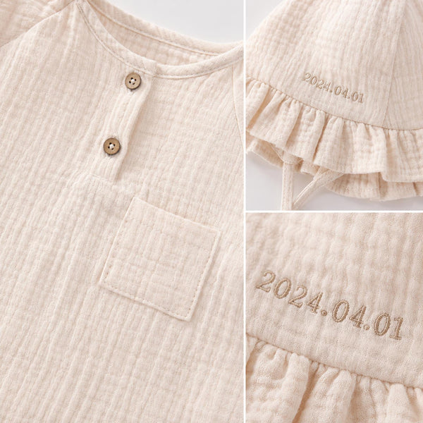 Personalized Baby Romper and Hat Set, Custom Name Embroidered Coming Home Outfit