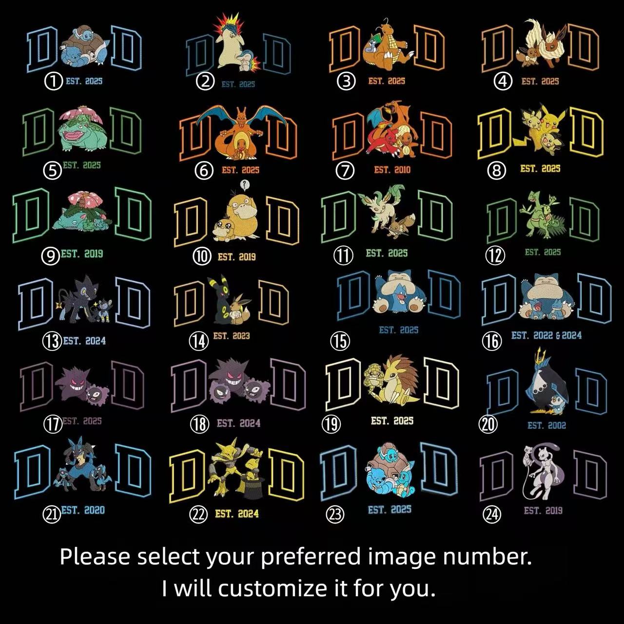 Custom Cartoon PKM DAD Embroidered Shirt Secondary image